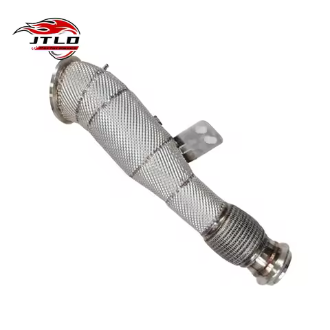 JTLD Stainless Steel Euro 5 Catless Exhaust Downpipe with Heat Shield for BMW B58 M140i M240i M340i 