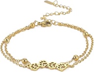 Beads Double Chain Ankle Bracelet Fox Paw Print Flash Lightning Bolt Yoga To Africa Map Anklet Stain