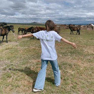 IAB Studio - Men's Korean Style Loose Fit Round Neck T-Shirt with Large Logo Print