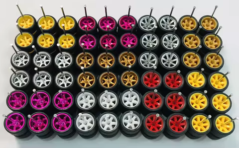 11mm wheels for 1/64 Scale Alloy Car Models 1/64 wheels with Tires + Axles for Hot Wheel/Matchbox/Do