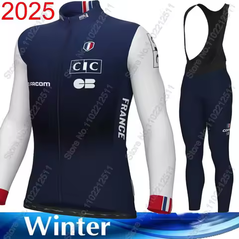 2025 France National Cycling Jersey Team Set Long Sleeve French Clothing TDF Suit Mens Long Sleeve M