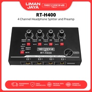 Recording Tech RT-H400 Headphone Splitter 4 Channel Amply Headphone Amplifier Distributor 4 Way