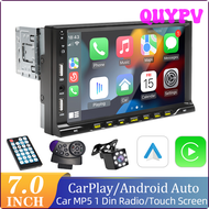 QUYPV 7 "วิทยุติดรถยนต์1 Din Carplay Android เครื่องเล่นมัลติมีเดีย MP5รถยนต์อินพุตหน้าจอสัมผัส FM Aux ลิงค์กระจก USB บลูทูธ APITV สากล