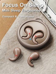睡眠耳塞,隱形迷你無線耳機bt5.3式輕量級耳機,內置麥克風,沉浸式高級音質遠距離連接耳機,附帶充電盒