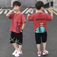 4A Shop Kids Boys Clothes Teen Boy Summer Clothing Sets Short Sleeves T-shirt + Pants Suits Children