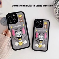 bracket 3D Cheese Tom Cat Mouse Cute Cartoon case For iPhone 17 16 15 14 13 12 11 Pro Max 7 8 X XR X