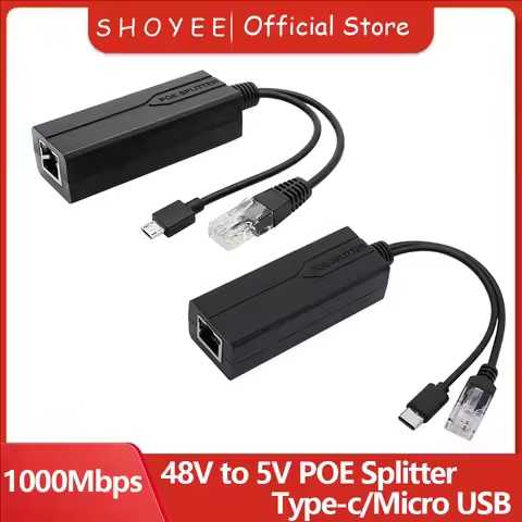 POE Splitter 48V to 5V Micro USB tpye-C 100M/1000M POE Camera Injector Power Supply for Huawei Hikvi