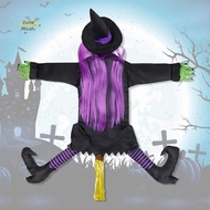 53Inch Crashing Witch Halloween Decorations, Crashing Witch Into Tree, Crashed Witch Props for Porch