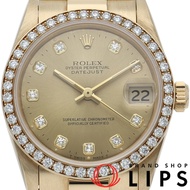 勞力士 Datejust Boyz 68288G(W) 男士腕錶，鑲鑽錶圈，10 顆鑽石，帶錶盒、保固卡，18K 黃金，香檳色顏色，1995 年，成色極佳 [二手]
