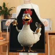 1Pc Chicken 3D Pattern Linen Apron For Home Cooking, Kitchen Wear, And Cooking Enthusiasts
