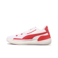 PUMA Clyde Hardwood Team Vintage Basketball Shoes Mens Low Top White Red Beige Black 194454-04