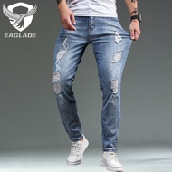 EAGLADE Ripped Skinny Slim Fit Jeans for Men 881 in Light Blue C03