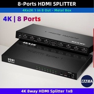 8 Ports HDMI Splitter 4K 8way HDMI Splitter 1x8 Video Distributor 1 in 8 out Amplifier with Charger 