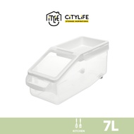 Citylife 7L/12L Air-Tight Front Opening Rice Container With Wheels/Handle/Measurement Cup