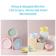 Macaroon Bowl & Plate Set - BPA Free Microwavable Plastic Bowl & Plate Set