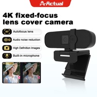 Actual 4K Network Webcam, Full HD USB Interface Camera with Microphone Autofocus Suitable for PC Web