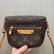 LV 原花mini bumbag金釦肩斜腰包M82335