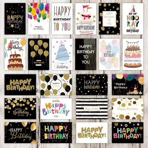 48pcs Set Including 24 Birthday Cards and 24 Envelopes，for Any Occasion, Including Christmas, Thank 