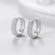 Round earrings with stones for men - 1cm silver round earrings for men