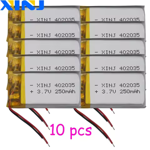 Wholesale 10pcs 3.7V 250mAh 0.925Wh Li Lithium Battery 402035 Cell For Mp3 3D Glasses Headphones Blu