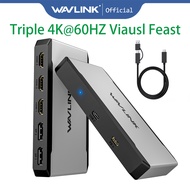 WAVLINK Universal Triple 4K 60Hz Display Dock USB to HDMI DisplayPort Adapter with 100W PD IN Suitab