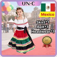 【Mexico】Costume For Kids Girl United Nation Traditional Vibrant Dress Halloween Authentic Details
