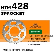 428 HTM REAR SPROCKET CHROME GT128 RR150 ZX150 DINAMIK120 DINAMIK MODENAS KAWASAKI REAR SPOCKET