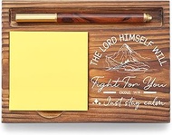 Christian Desk Organizer, Bible Verse Sticky Note Holder, Exodus 14:14 The Lord Will Fight for You,