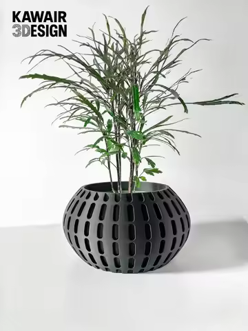 3D Printed Flower Pot Square Line Texture Rhombus Accent Strong Design Sense Home Decor Eco-Friendly