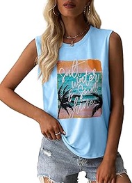 Summer Beach Sleeveless Tank Tops: Salt Water Sunshine T Shirt Casual Hawaiian Vacation Vest Tee Hawaii Beach Shirt