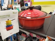 *9成新 紅色時尚多彩烹調鍋 ECORAMIC POT 陶瓷鍋 約直徑30CM $1490