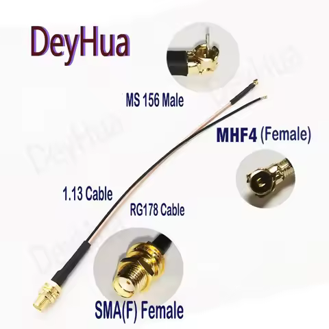 SMA Female to MS156 Male + MHF4 Female RG178 RF1.13 Cable Antenna Extension Jumper Pigtail,1PCS