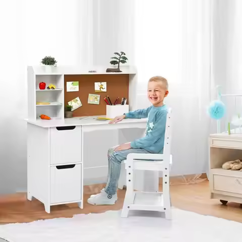 Kids Study Desk with chair, Children School Study Table with Chair for 3-8 Years Old, Study Writing 