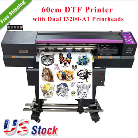 US Stock DTF Printer 24in(60cm) with Dual I3200-A1 Printheads Direct to Film Printer Machine Wholesa