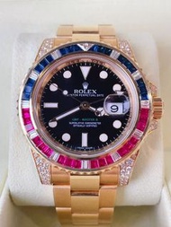 ✅VIP級💎💎💎Full set 2012-超齊-有上行卡💎💎💎✅勞力士ROLEX GMT MASTER II 116758SARU-全黃金藍紅鑽圈GMT✅116758✅紅藍T鑽-可樂圈 -四角- 原