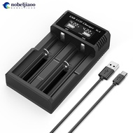 NOBELJIAOO USB LCD Battery Smart Charger 1 / 2 Slots Dual For 18650 3.7V Rechargeable Lithium Batter