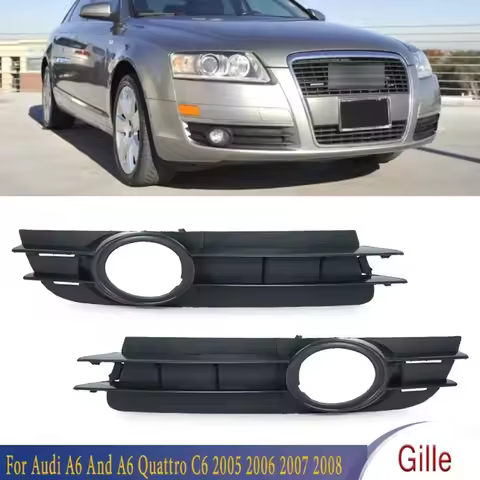 1Pair Front Bumper Fog Lamp Light Grille Racing Grills For Audi A6 And A6 Quattro C6 2005 2006 2007 