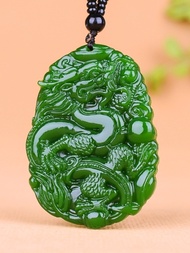 Loket Aksesori Gantung Jenama Naga Dominan Hetian Jasper Bayam Jenama Jed Hijau Hetian Jade Kalung B