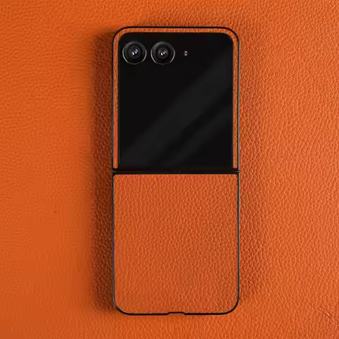 Luxury Genuine Leather Case For Motorola Razr 50 Ultra Case Litchi pattern Razr50 phone Cover Back C