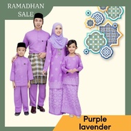 [ Set Sedondon Raya ] Set Family Kurung Songket Tabur | Baju Melayu Moden | Warna Purple lavender