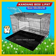 GPSS- Kandang Besi Lipat JUMBO 60x42x42 Kandang Kucing Anjing Kelinci Musang Sangkar Umbaran Burung