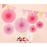 TRI Set of 6 super cute birthday decoration paper fans quattrangtri quat decorative fan decoration