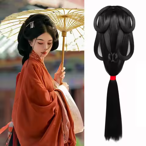 XIYUE Synthetic Warring States Robe Wig Headdress Wei And Jin Style Bun Ancient Costume Back Hair Pr