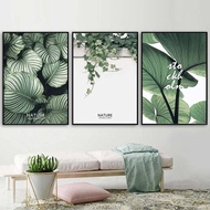 3 Panels Wall Art Nordic Posters and Prints Tropical Green Leafs Wall Art Canvas Painting Wall Pictu