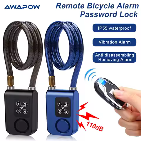 Awapow Bike Alarm Code Lock Remote Control Bicycle Alarm 110dB Anti-Theft Security Cycling Motorcycl