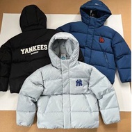 韓國預訂 3色可選 MLB NY 刺繡logo 防水連帽羽絨外套 拉鍊口袋 男裝