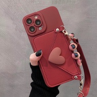 [HOT HIT] Burgundy love card case iPhone14 Apple 13 mobile phone case 11 cross beats 12
