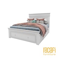 Recafi Furniture Charlotte Series Queen Bed Frame | Queen Bed Frame | Katil Queen | Katil Kayu | White | Putih | 床架