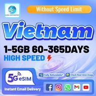 Vietnam eSIM 🇻🇳 60-365 Days 1-5GB Data Instant 24h Email Delivery High Speed Travel Data SIM ⚡