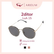 Korean 2DITOR anti-UV sunglasses, LuA series, 15 black round frame